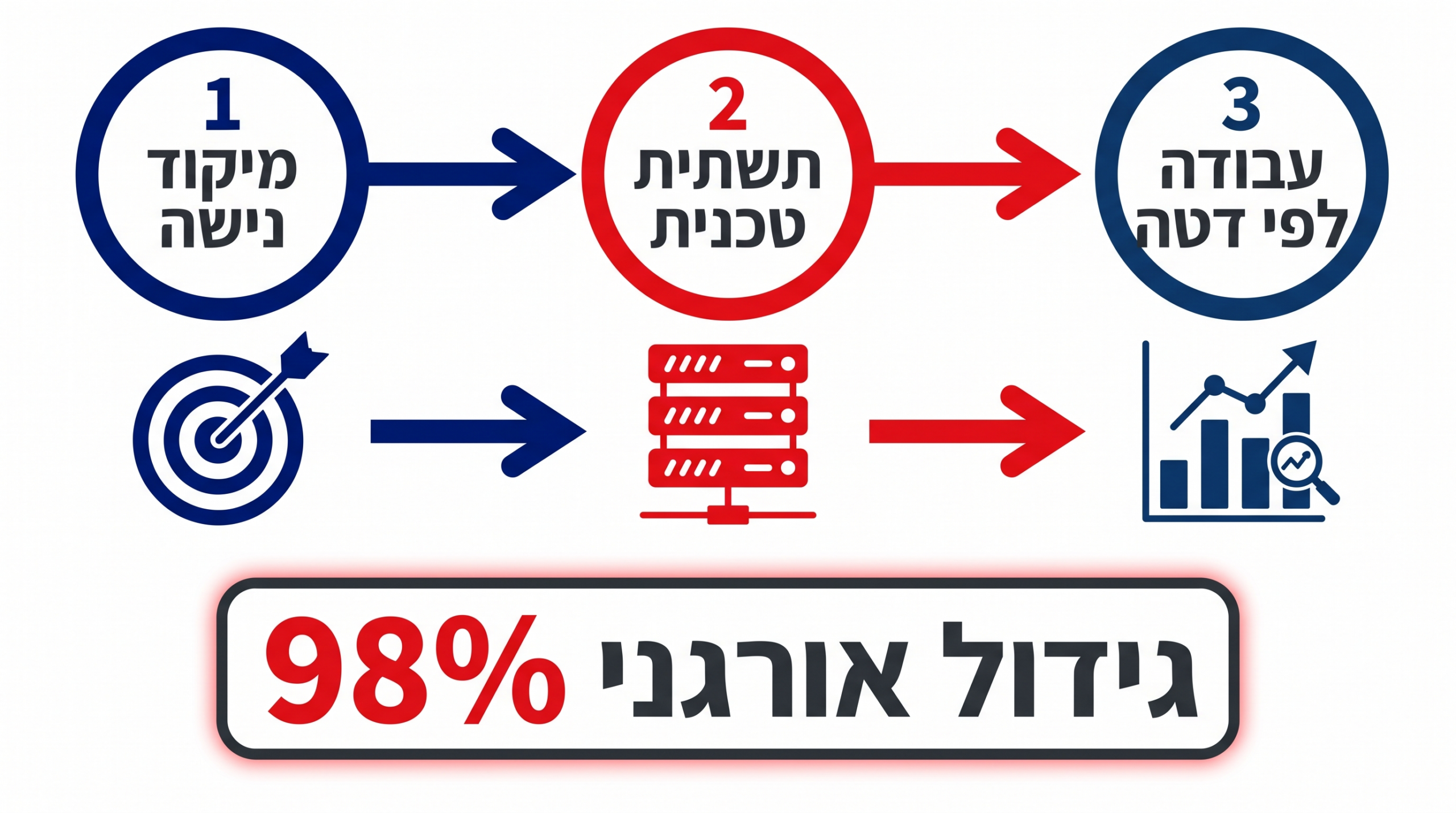 איך חנות איקומרס קטנה מנצחת רשתות ענק בגוגל: המודל המבוסס דטה של פרסט אינפוגרפיקה של מודל דטה לאיקומרס: מיקוד נישה, תשתית טכנית ועבודה לפי דטה, עם 98 אחוז גידול אורגני